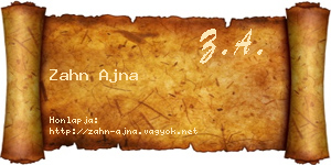 Zahn Ajna névjegykártya